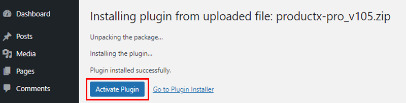 Click on Activate Plugin Button