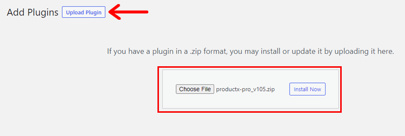 Selecting and Uploading ProductX Pro Plugin